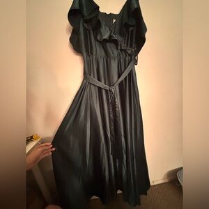 Premier Dark Green Maxi Dress with Ruffles